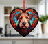 Airedale Terrier Stained Glass Effect Heart Suncatcher